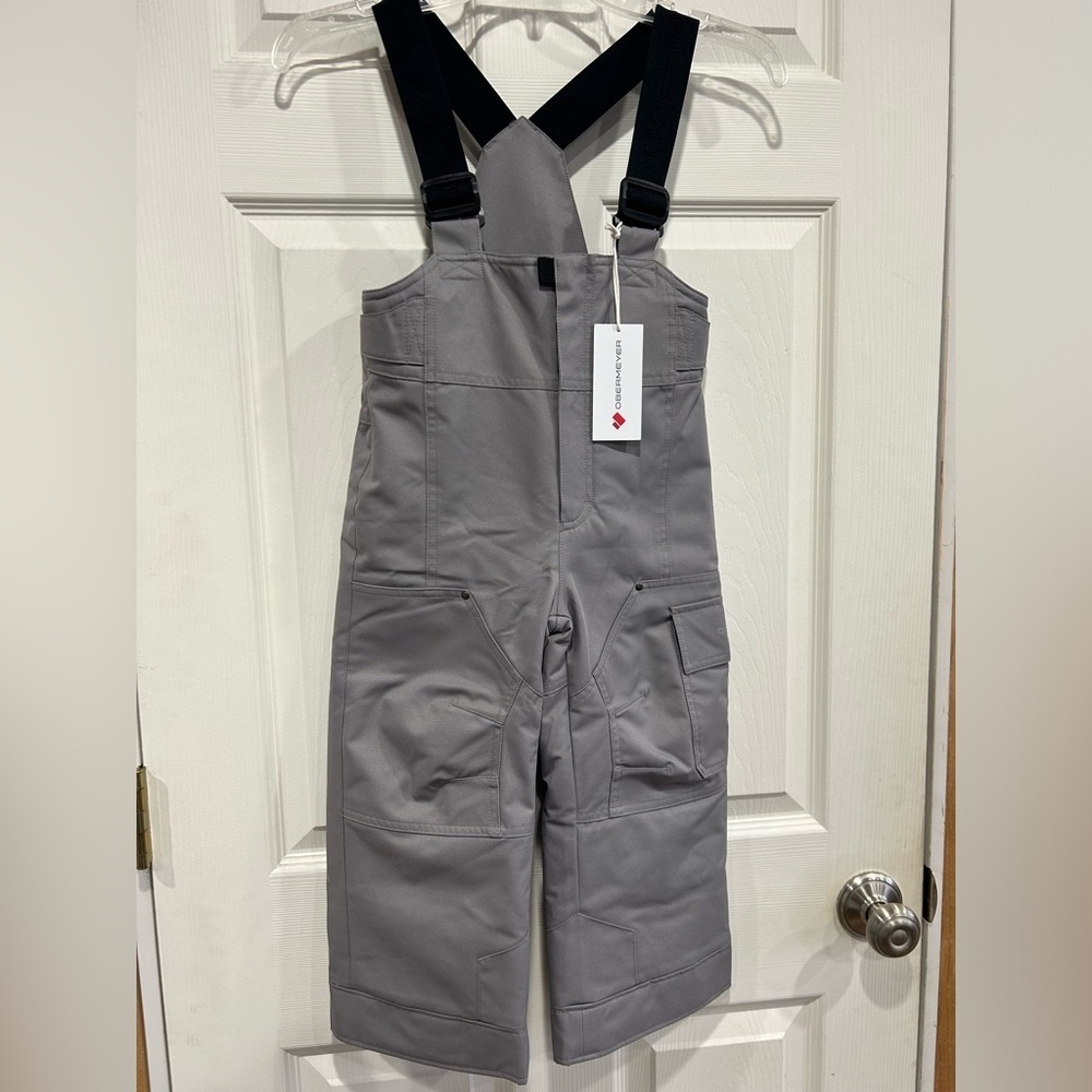 Obermeyer Boys' Size 4 Volt Snow Pants Bibs NWT Ski Snowboard Stone Grey